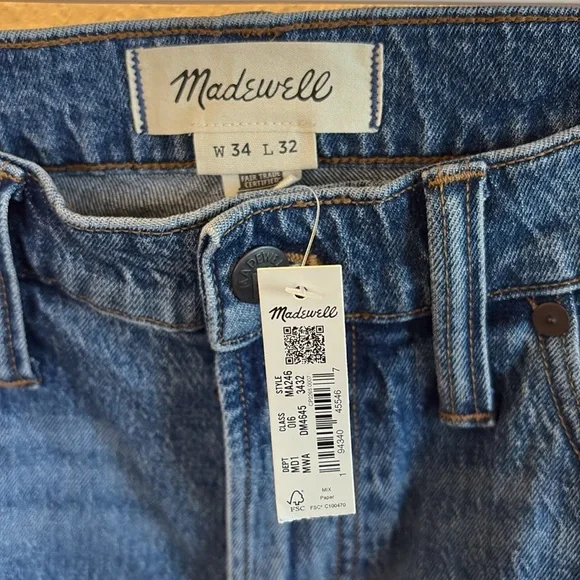 Madewell Relaxed Taper Authentic Flex Denim Jeans/ Size 34 X 32/ NWT - Picture 4 of 10